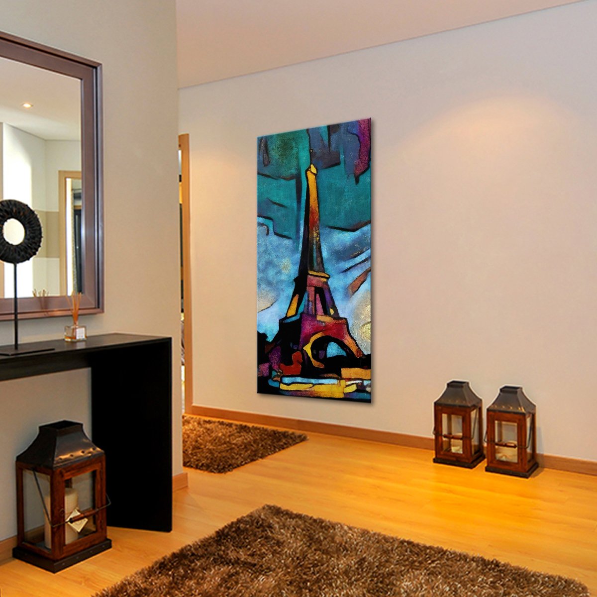 Modern Eiffel Tower Multi Panel Canvas Wall Art