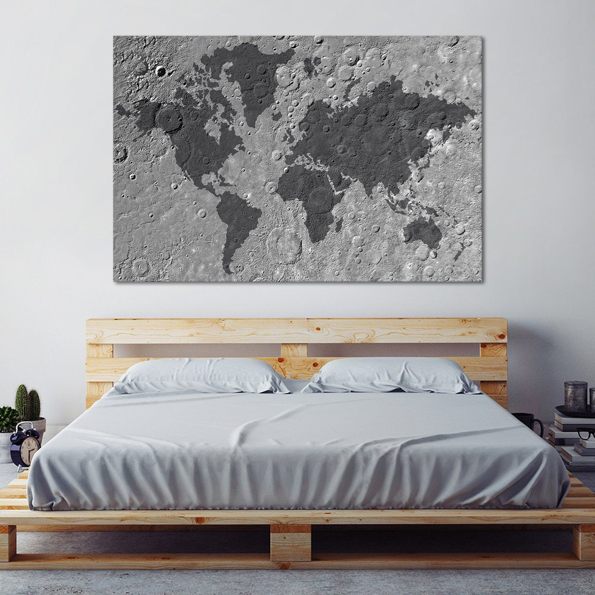 Moon World Map Multi Panel Canvas Wall Art