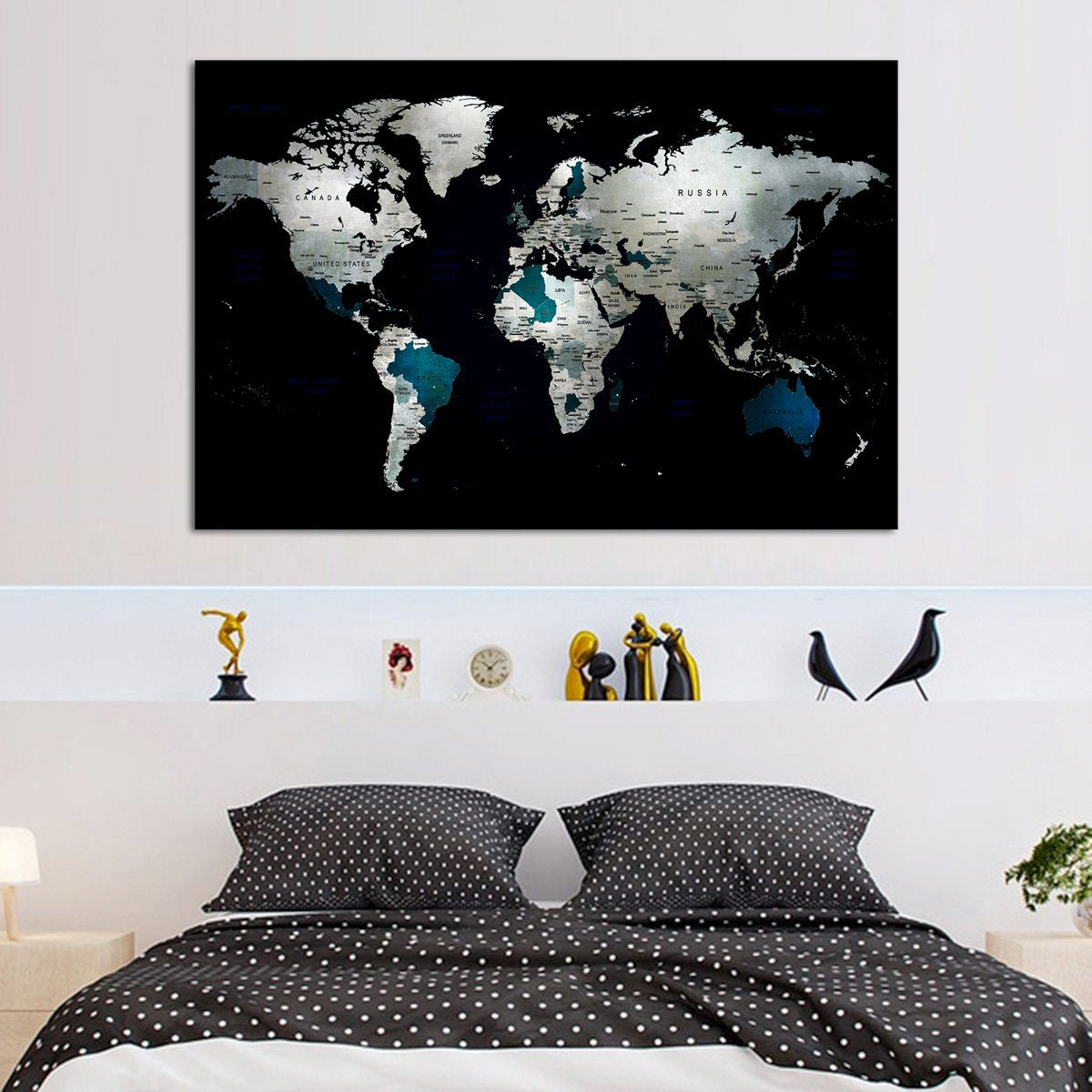Mysterious World Map Multi Panel Canvas Wall Art