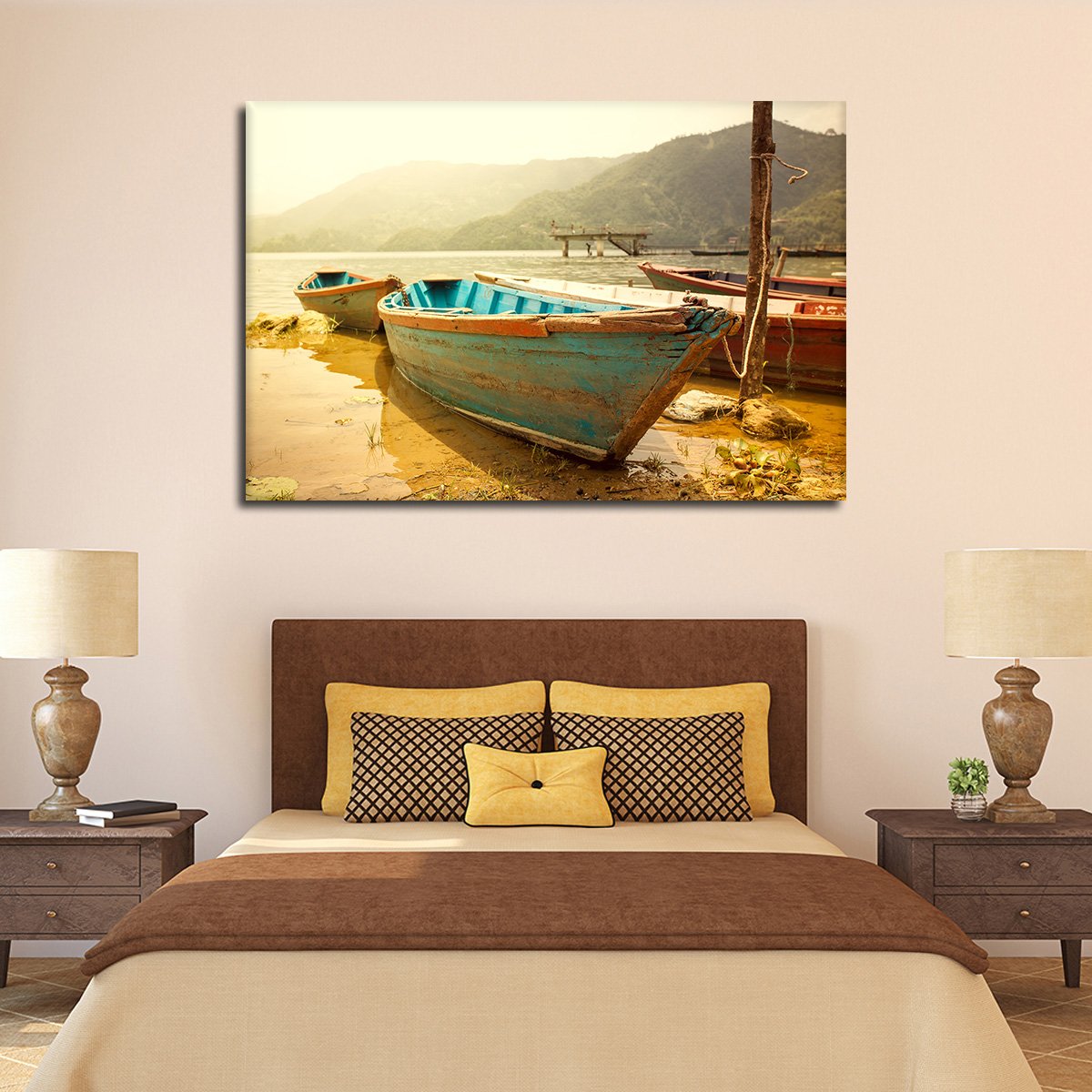 Nepalese Boat Ride Multi Panel Canvas Wall Art