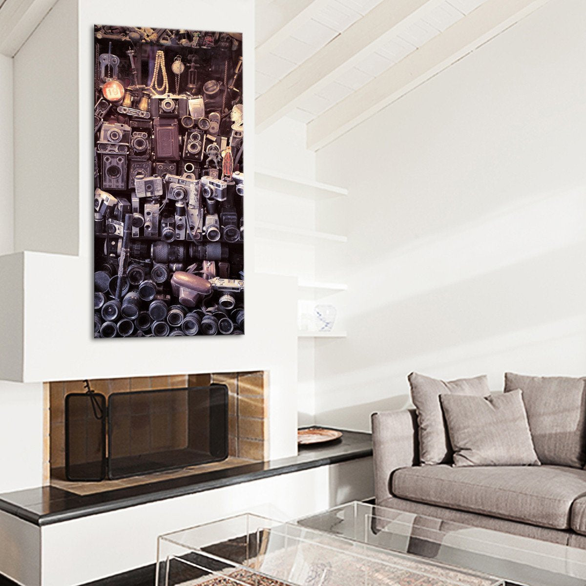 Old Cameras Multi Panel Canvas Wall Art