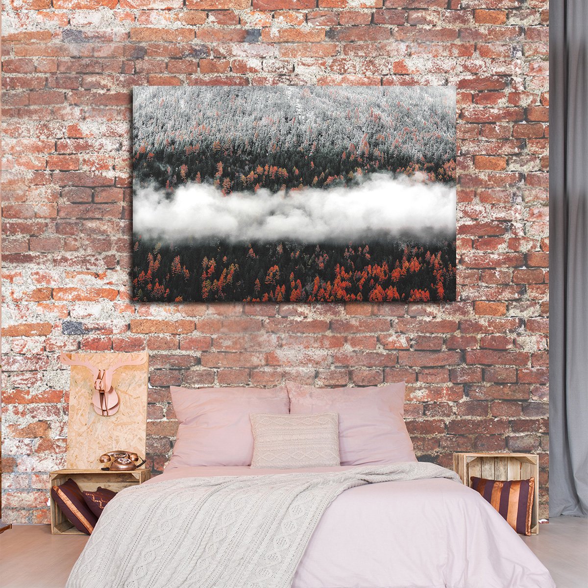 Orange Pine Trees Multi Panel Canvas Wall Art
