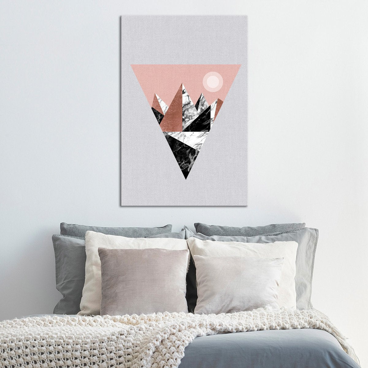 Pink Triangle Mountains Multi Panel Canvas Wall Art