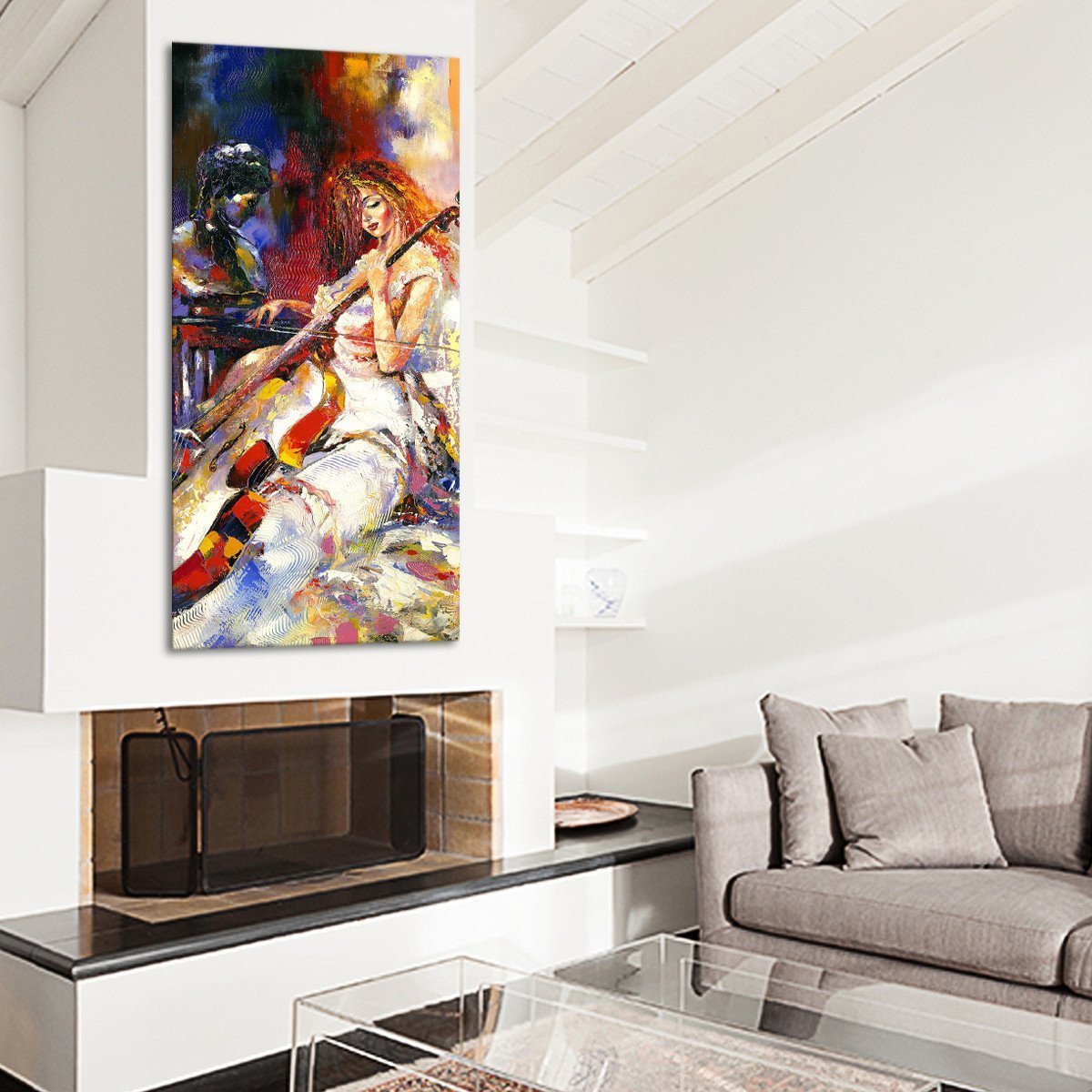 Playing Cello Multi Panel Canvas Wall Art