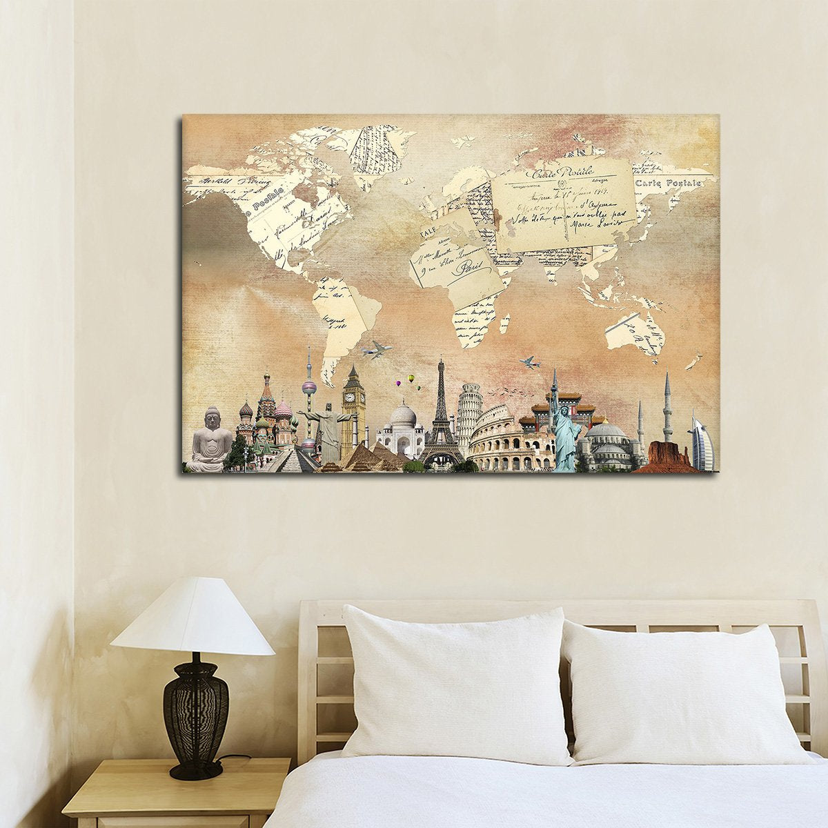 Postcard Map Masterpiece Multi Panel Canvas Wall Art