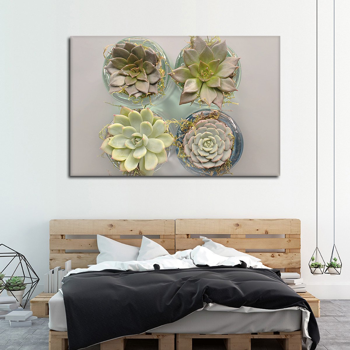 Potted Succulents Multi Panel Canvas Wall Art