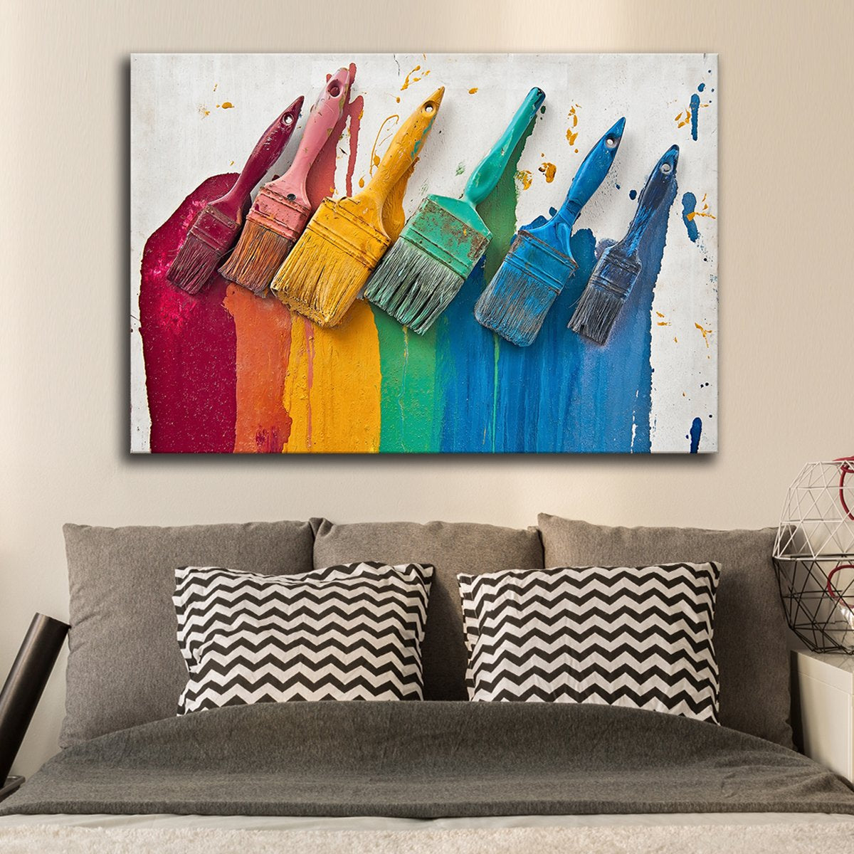 Rainbow Paintbrush Multi Panel Canvas Wall Art