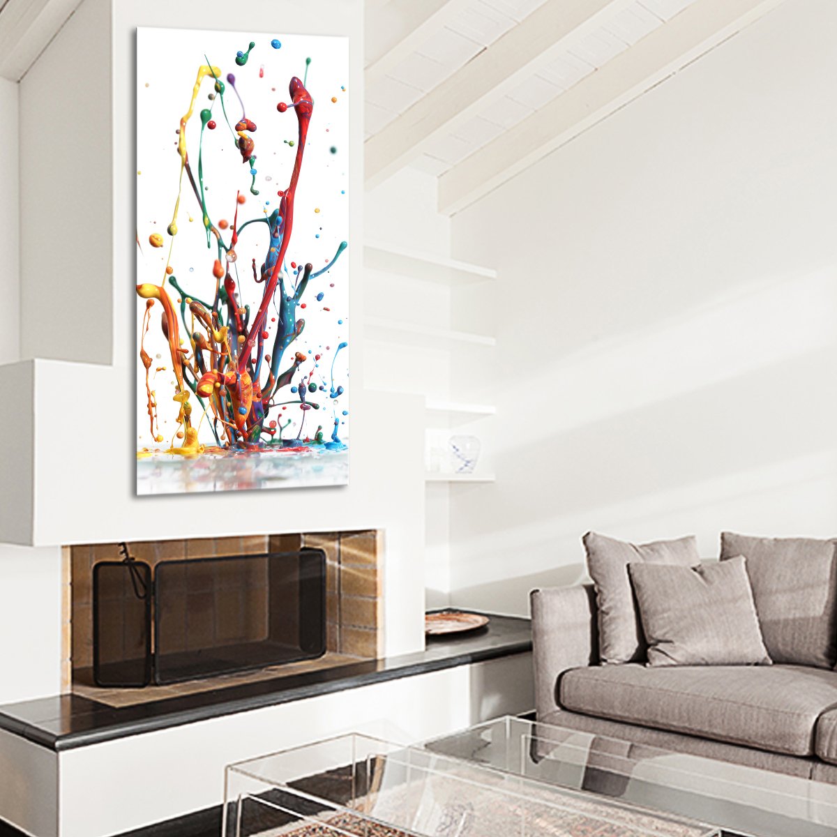 Rainbow Splash Multi Panel Canvas Wall Art