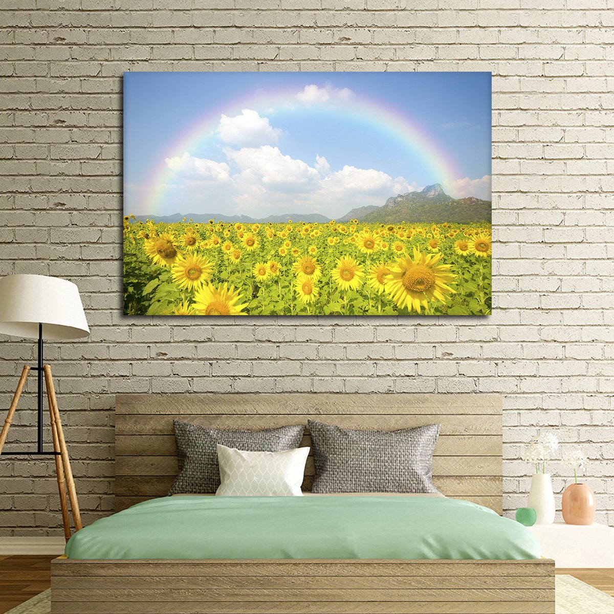Rainbow Sunflowers Multi Panel Canvas Wall Art