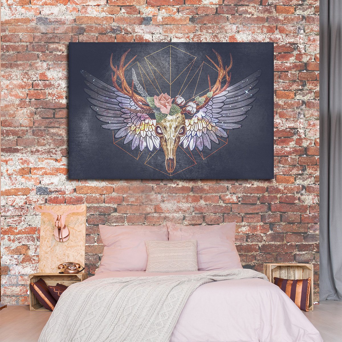 Razor Sharp Deer Skull Multi Panel Canvas Wall Art