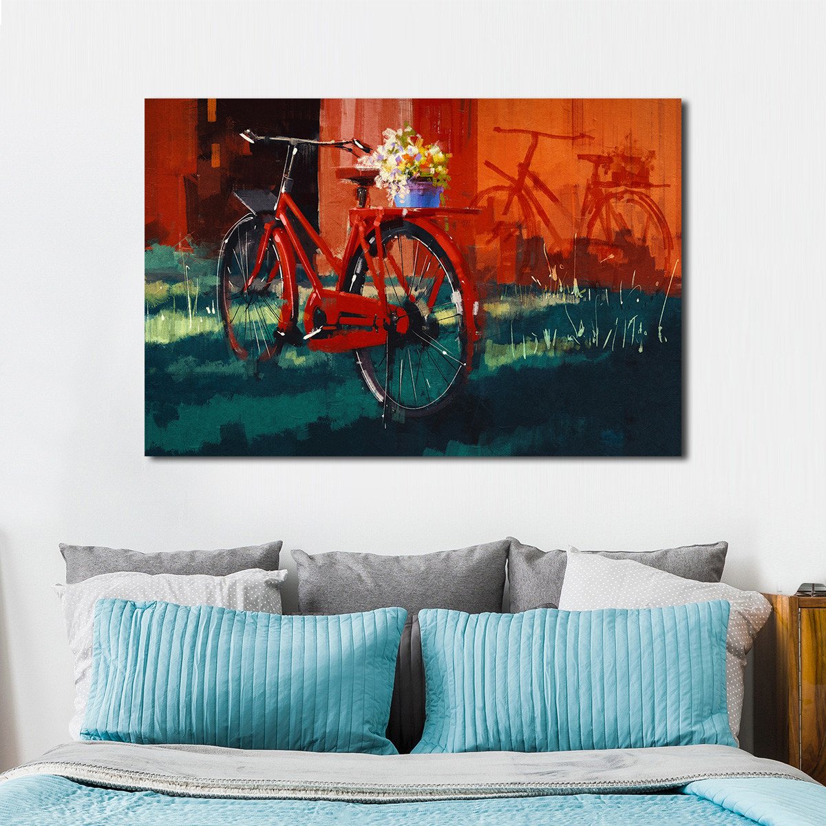 Red Bike Multi Panel Canvas Wall Art