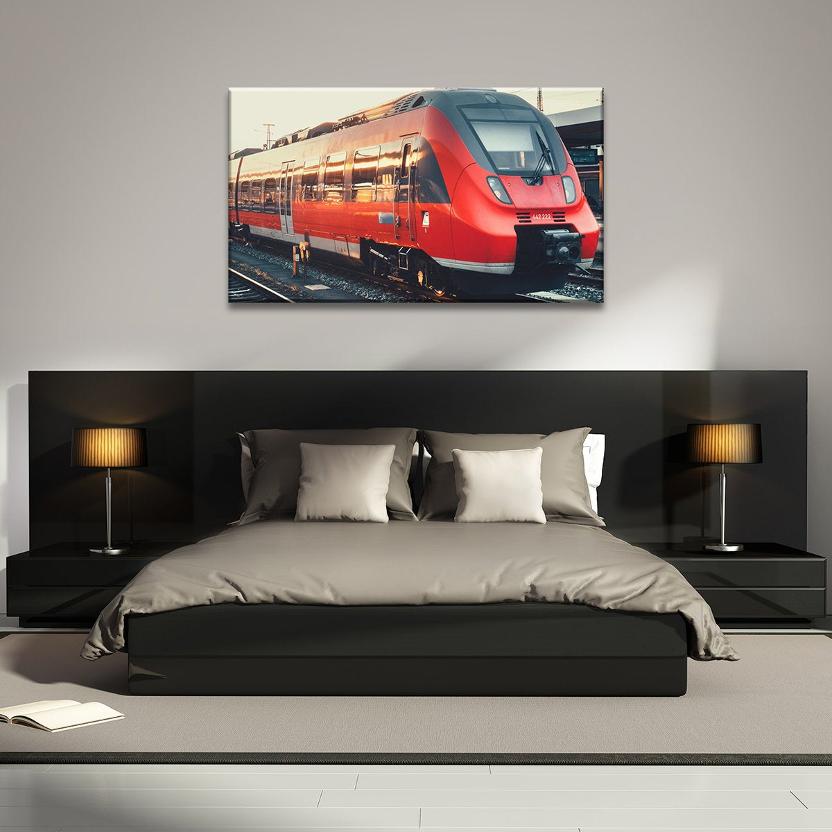 Red Train Multi Panel Canvas Wall Art