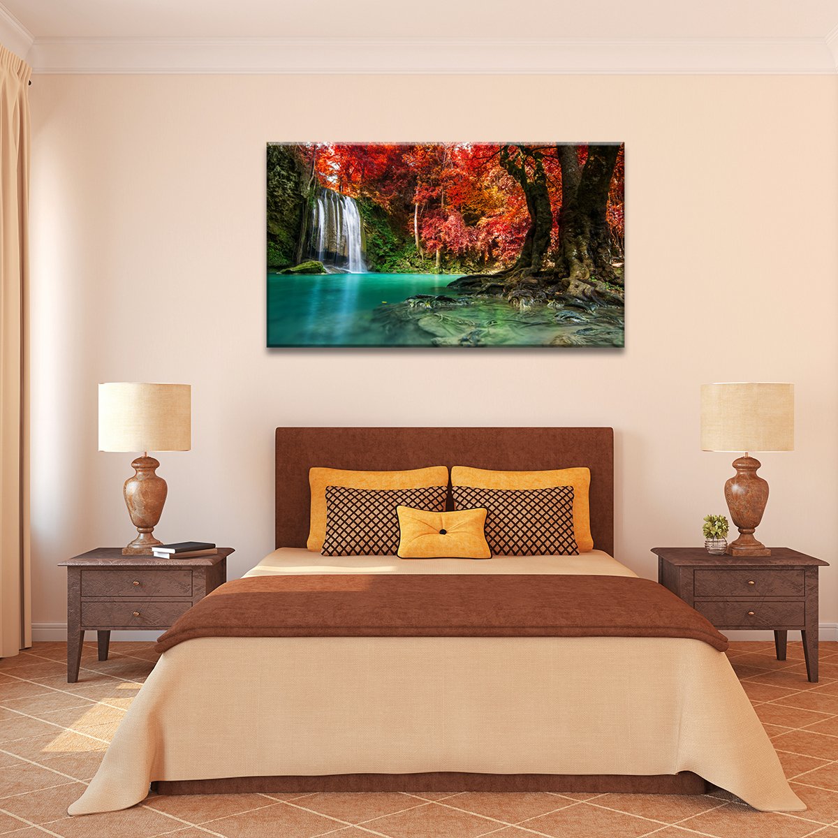 Red Waterfall Multi Panel Canvas Wall Art