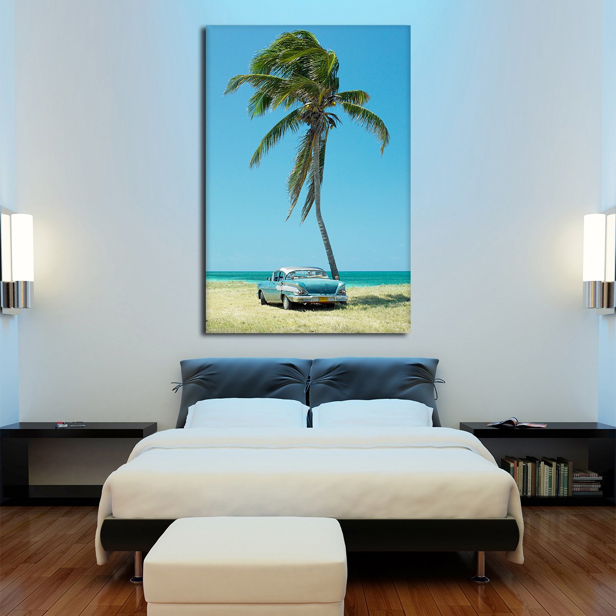 Retro Car In Havana Multi Panel Canvas Wall Art