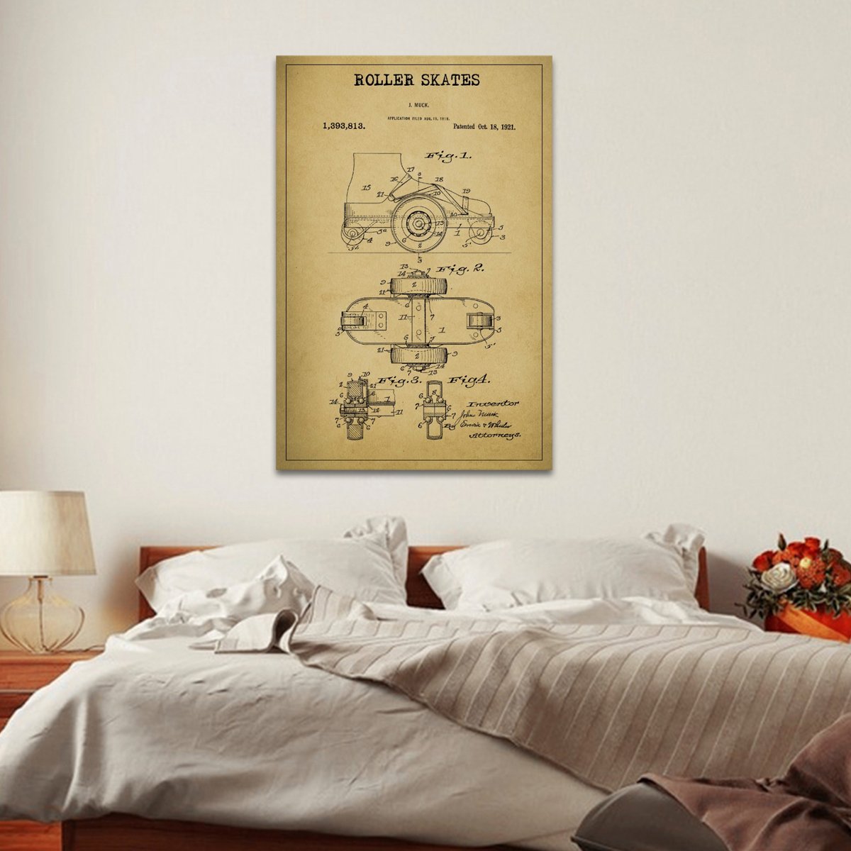 Roller Skates Patent Canvas Wall Art