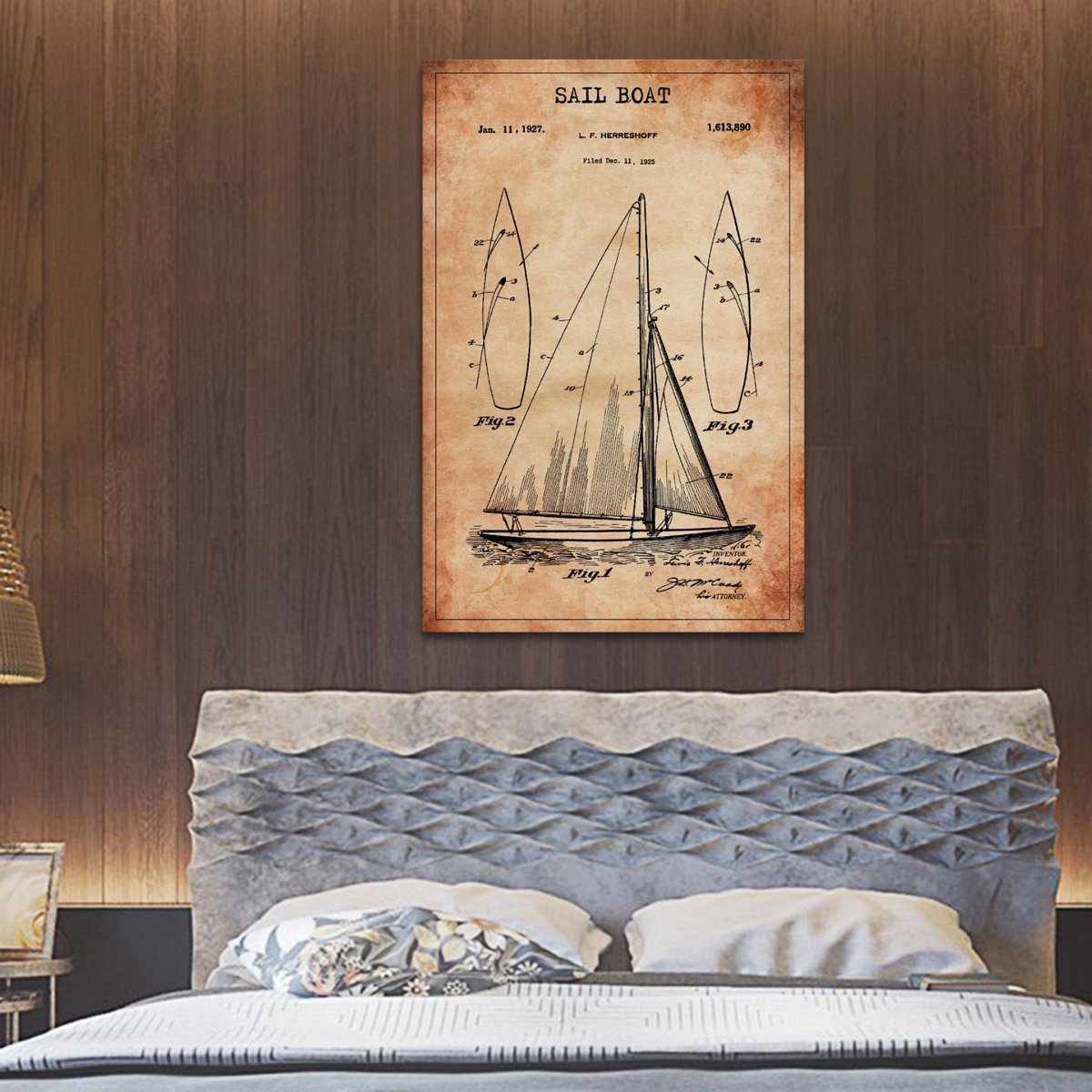 Sail Boat Patent Canvas Wall Art