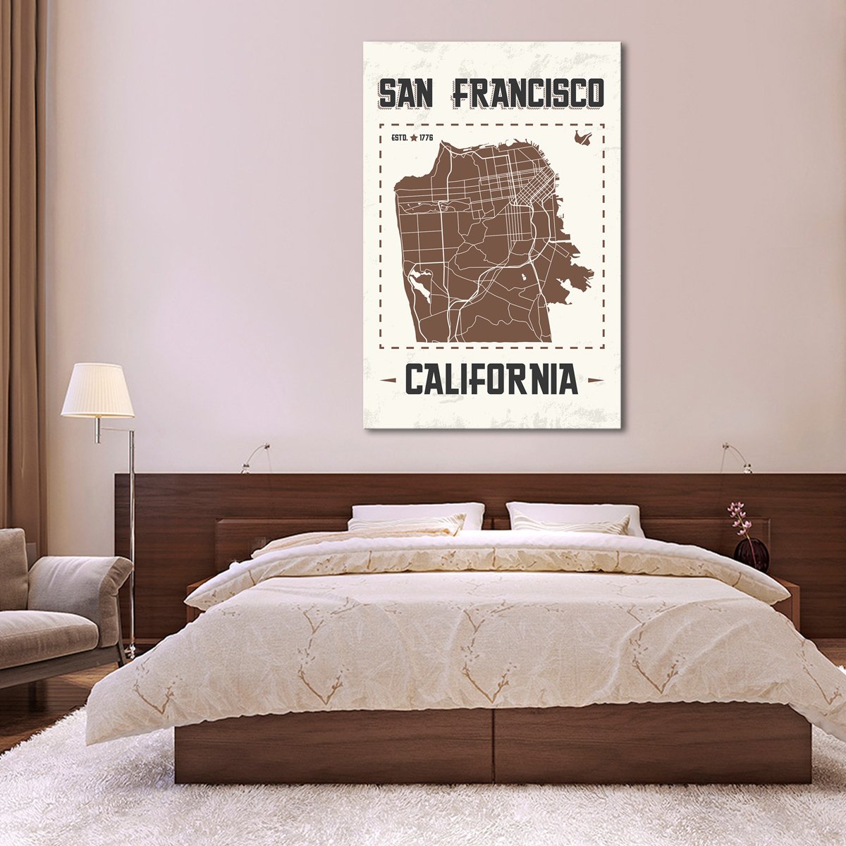 San Francisco Map Multi Panel Canvas Wall Art