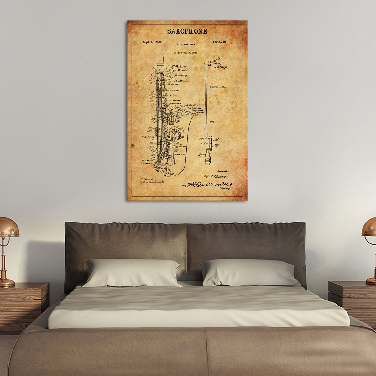 Saxophone Patent Canvas Wall Art