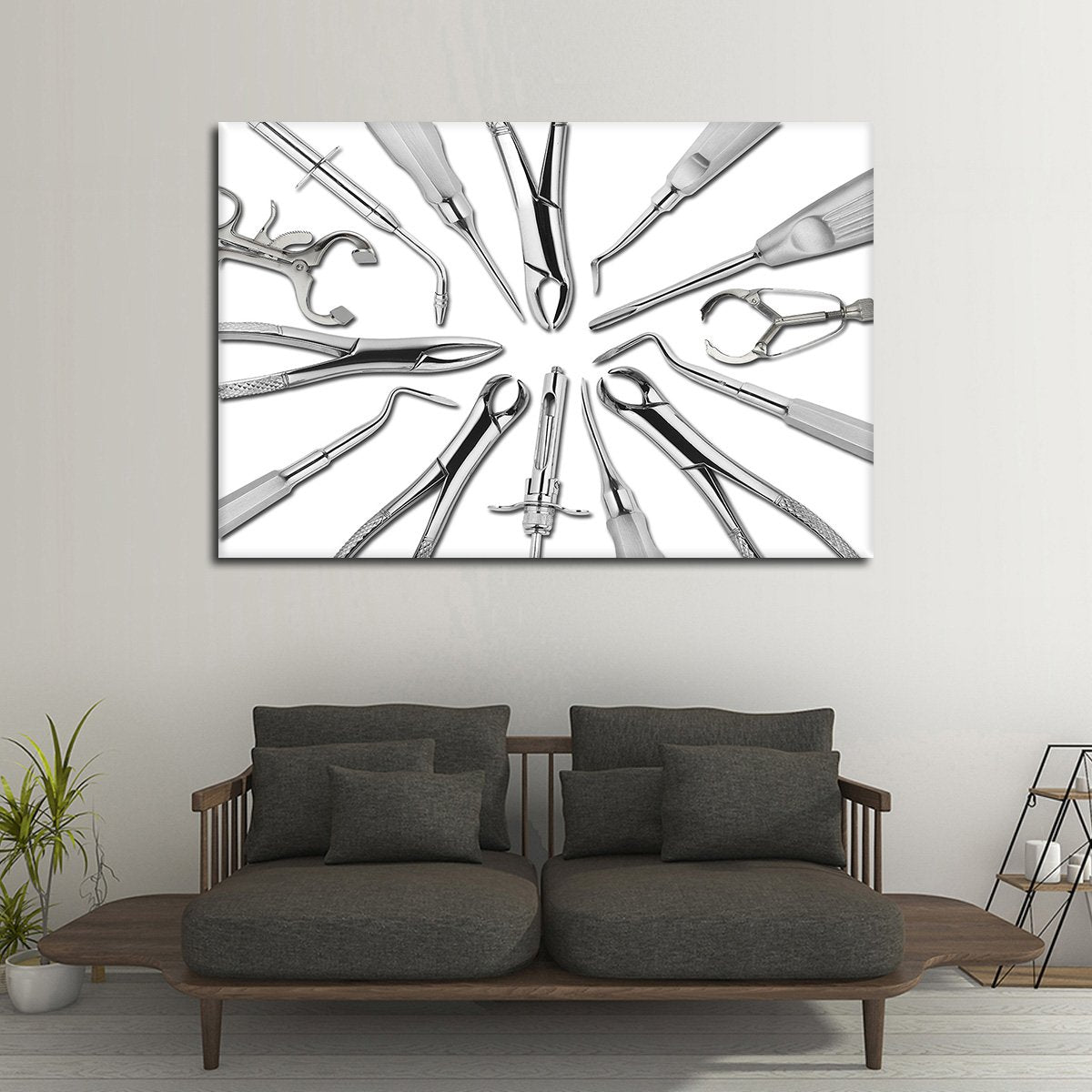 Silver Dental Tools Multi Panel Canvas Wall Art