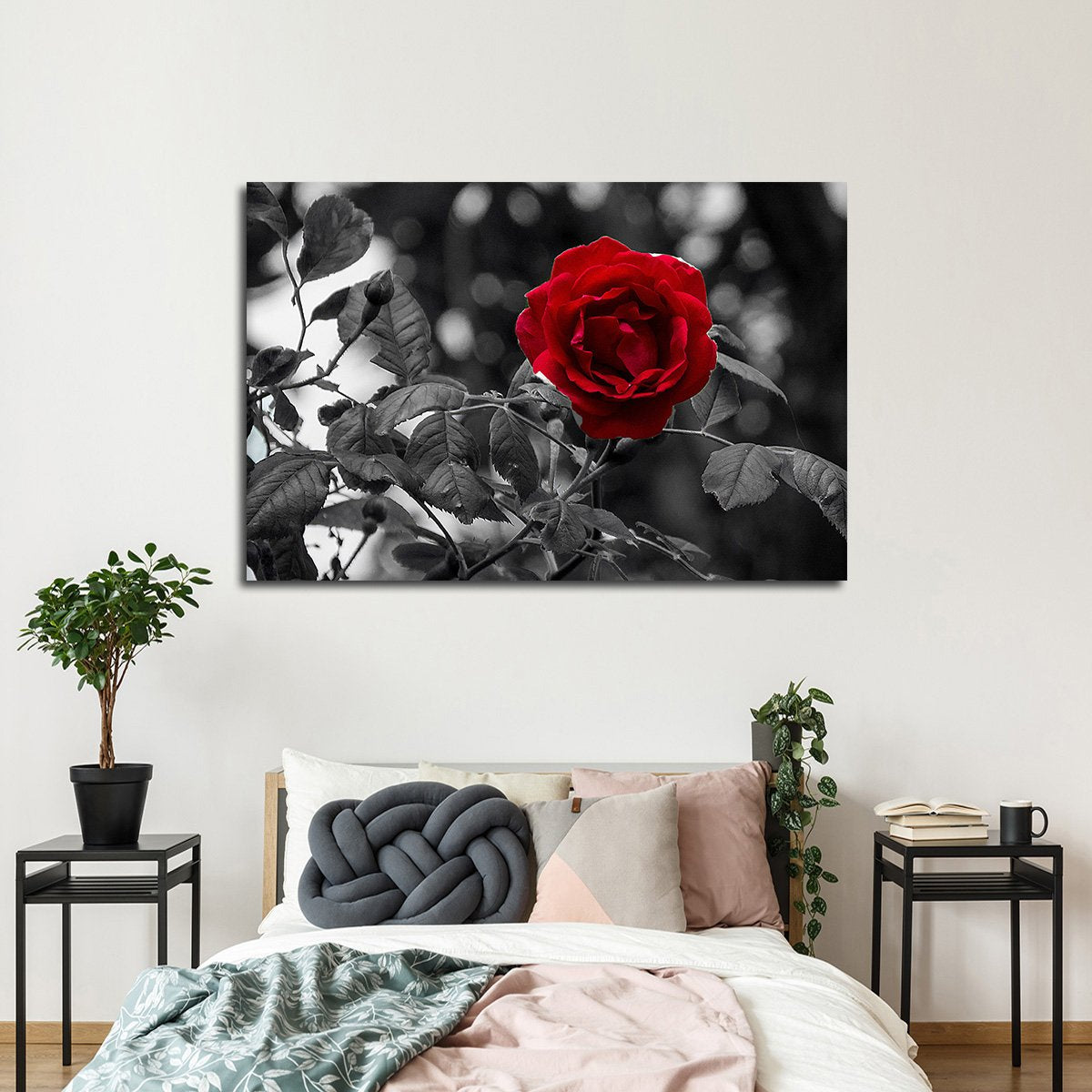 Single Rose Pop Multi Panel Canvas Wall Art