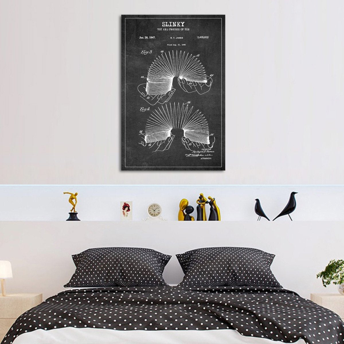 Slinky Patent BW Canvas Wall Art