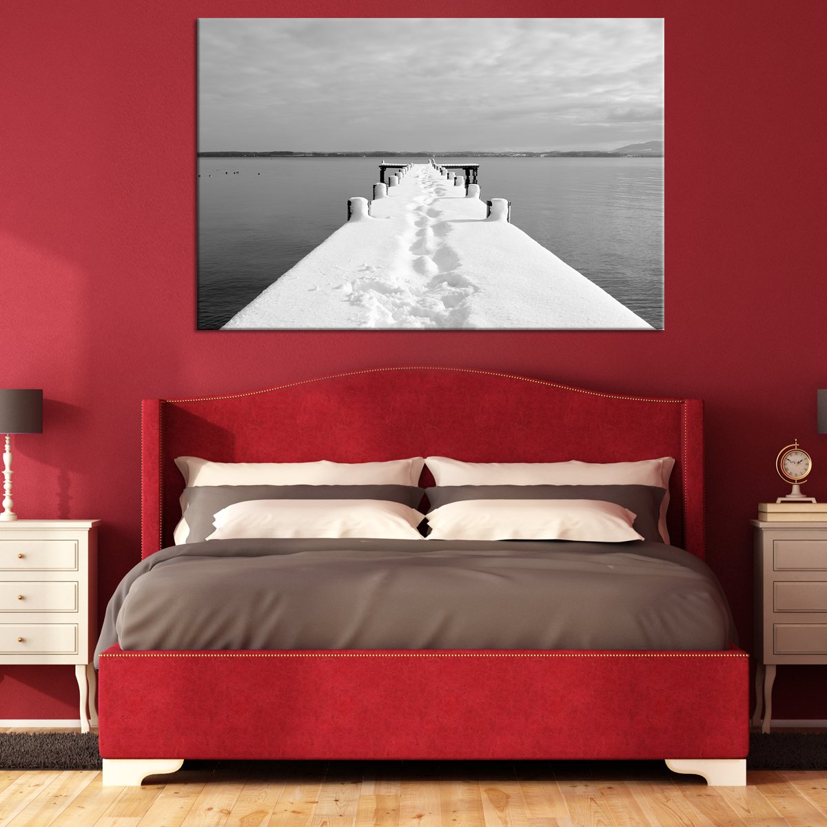 Snowy Pier Multi Panel Canvas Wall Art