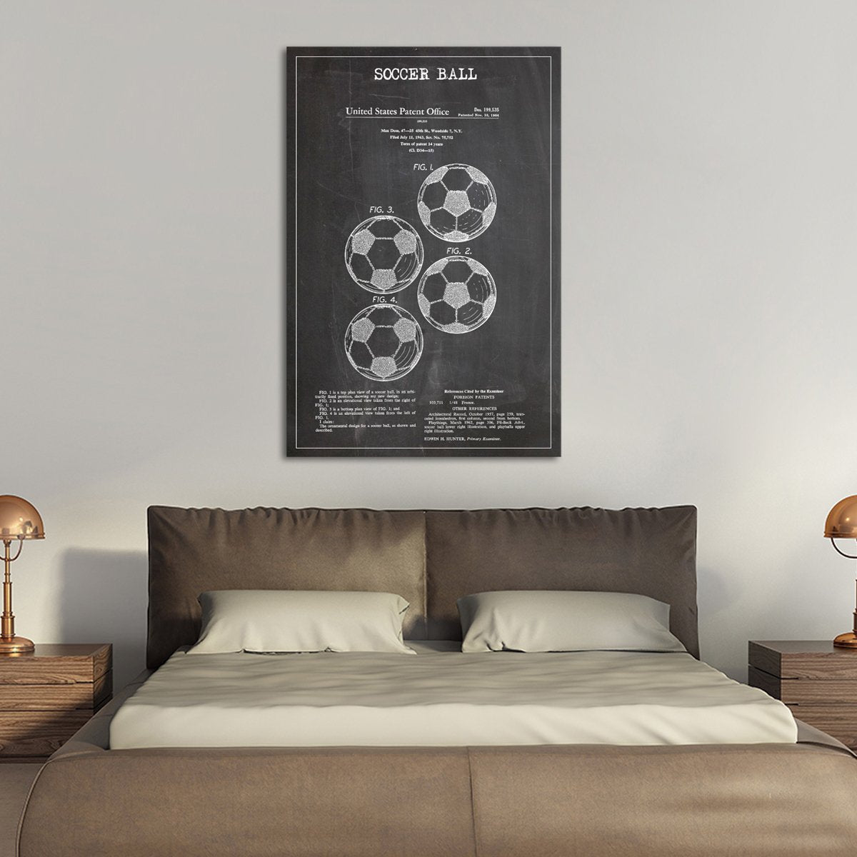 Soccer Ball Patent BW Canvas Wall Art