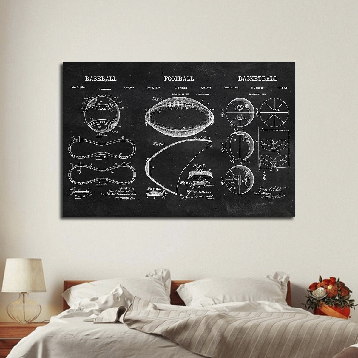 Sports Balls Patent Compilation BW Multi Panel Canvas Wall Art