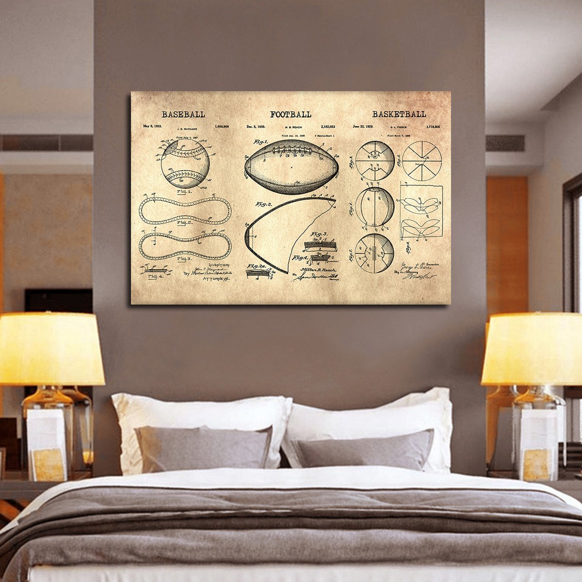 Sports Balls Patent Compilation Multi Panel Canvas Wall Art