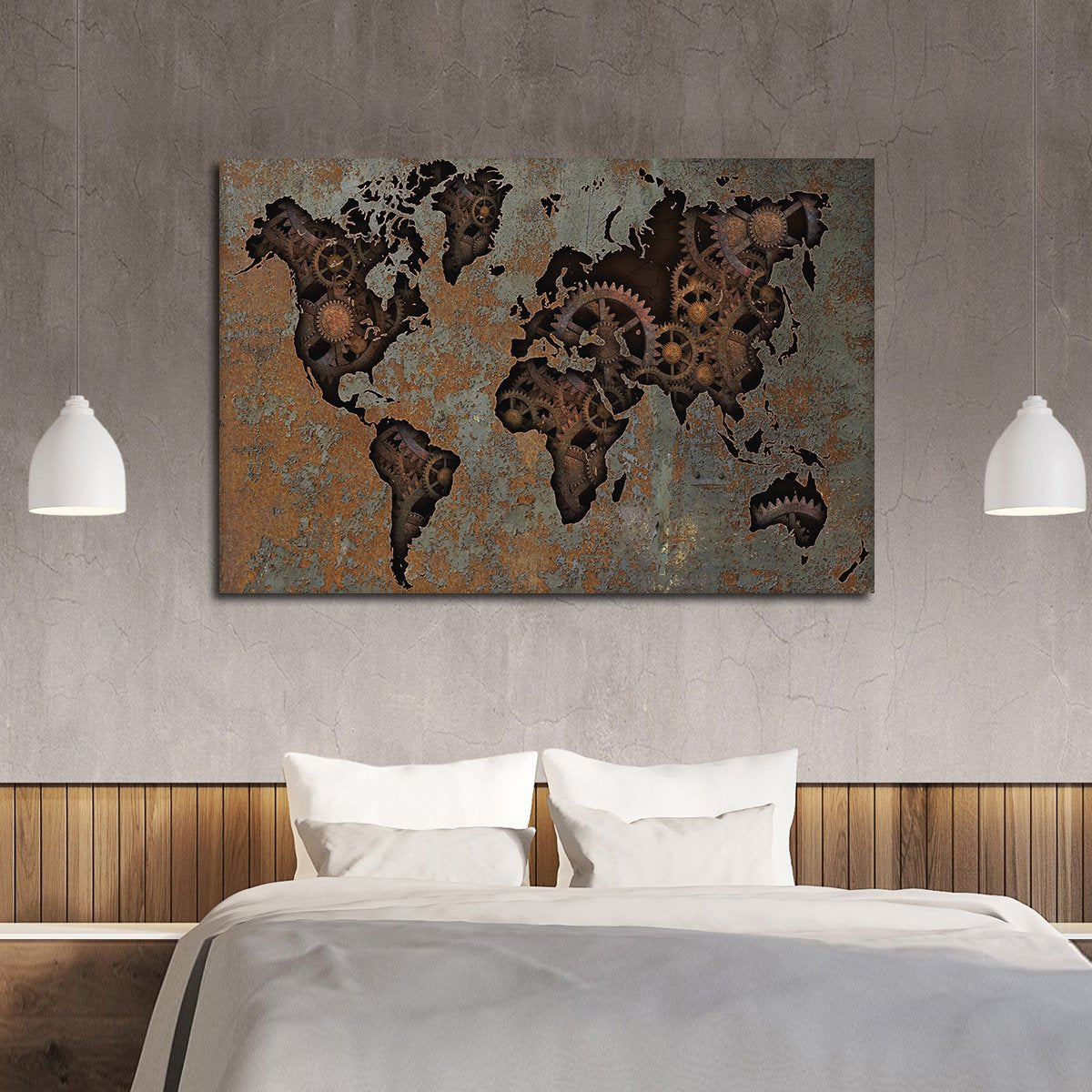 Steampunk World Map Multi Panel Canvas Wall Art
