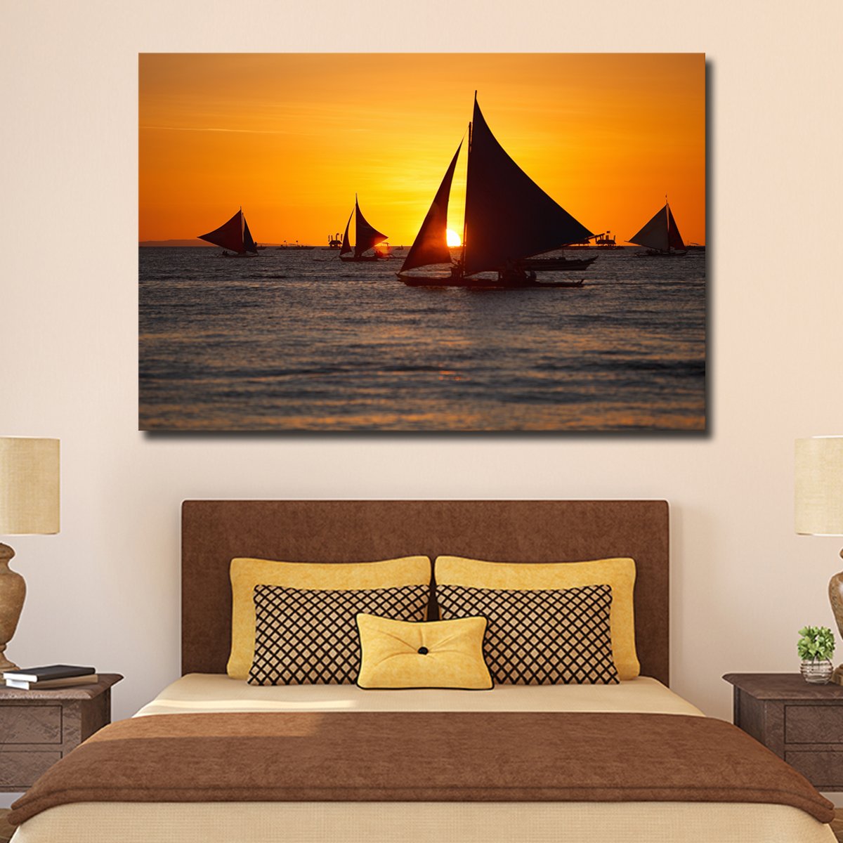 Sunset Sailing Multi Panel Canvas Wall Art
