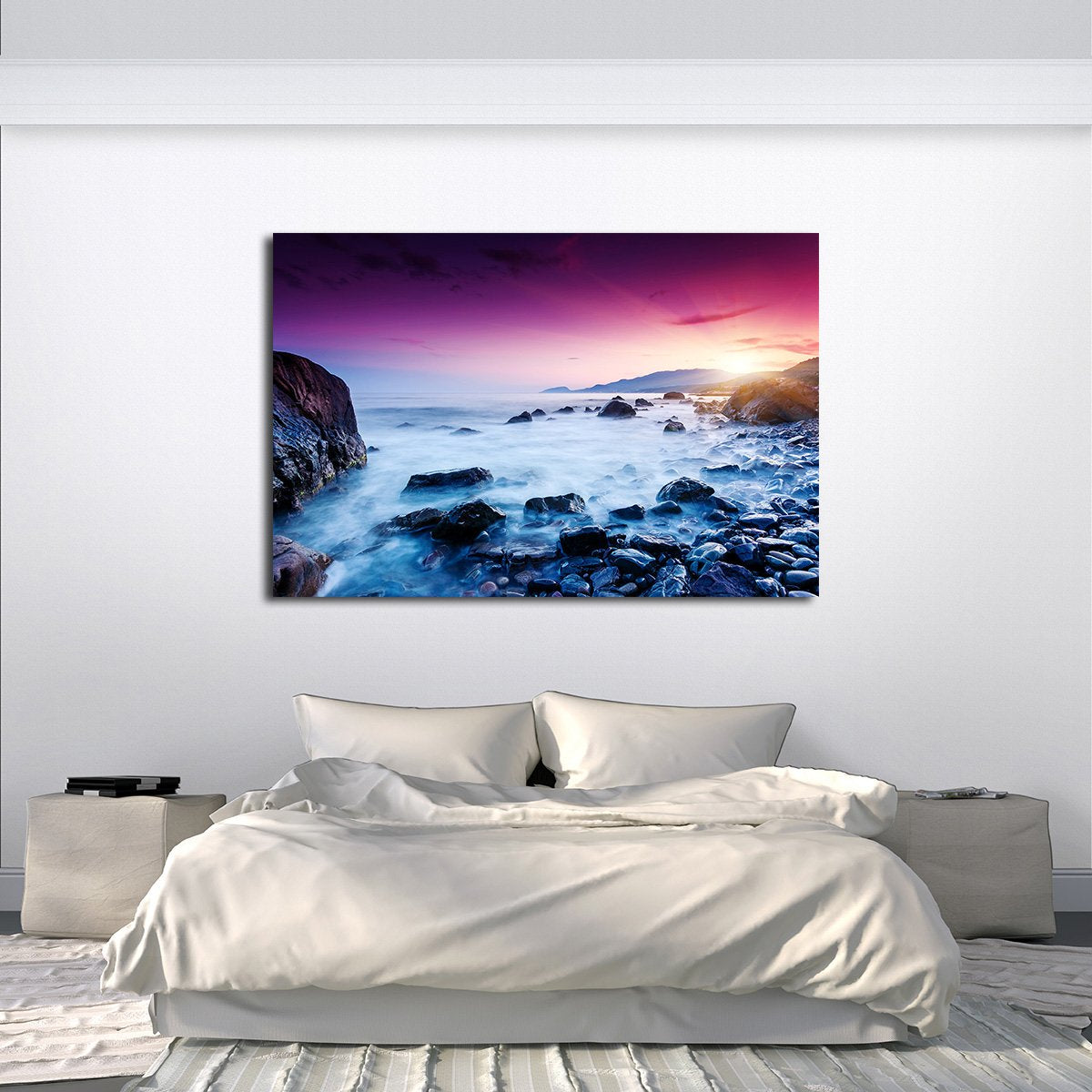 Sunset in Yellowstone Lake Multi Panel Canvas Wall Art