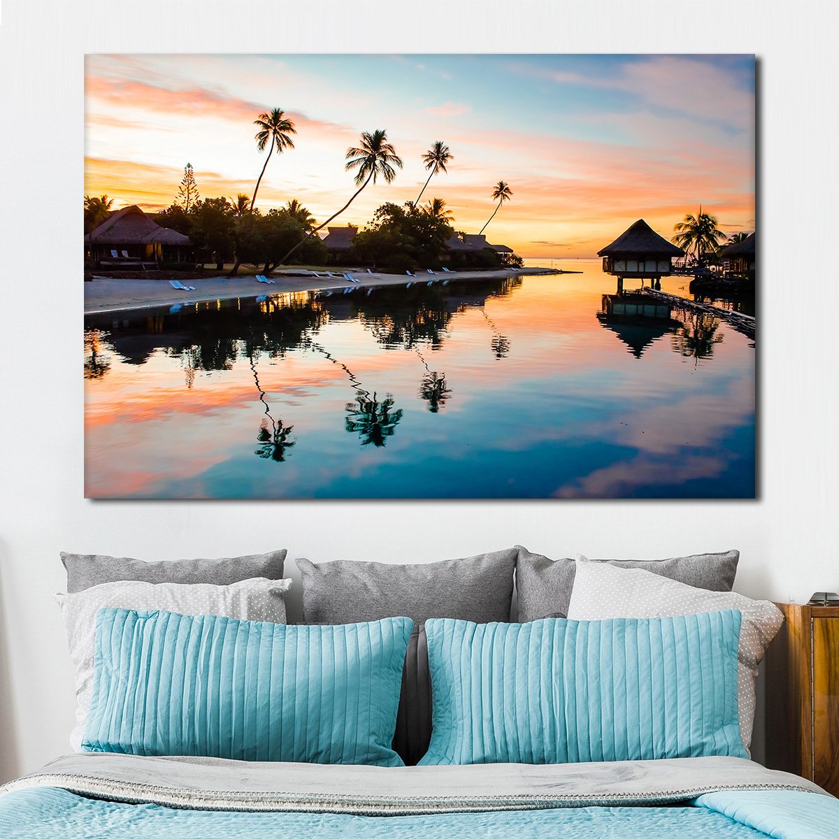 Sunset In Bora Bora Multi Panel Canvas Wall Art