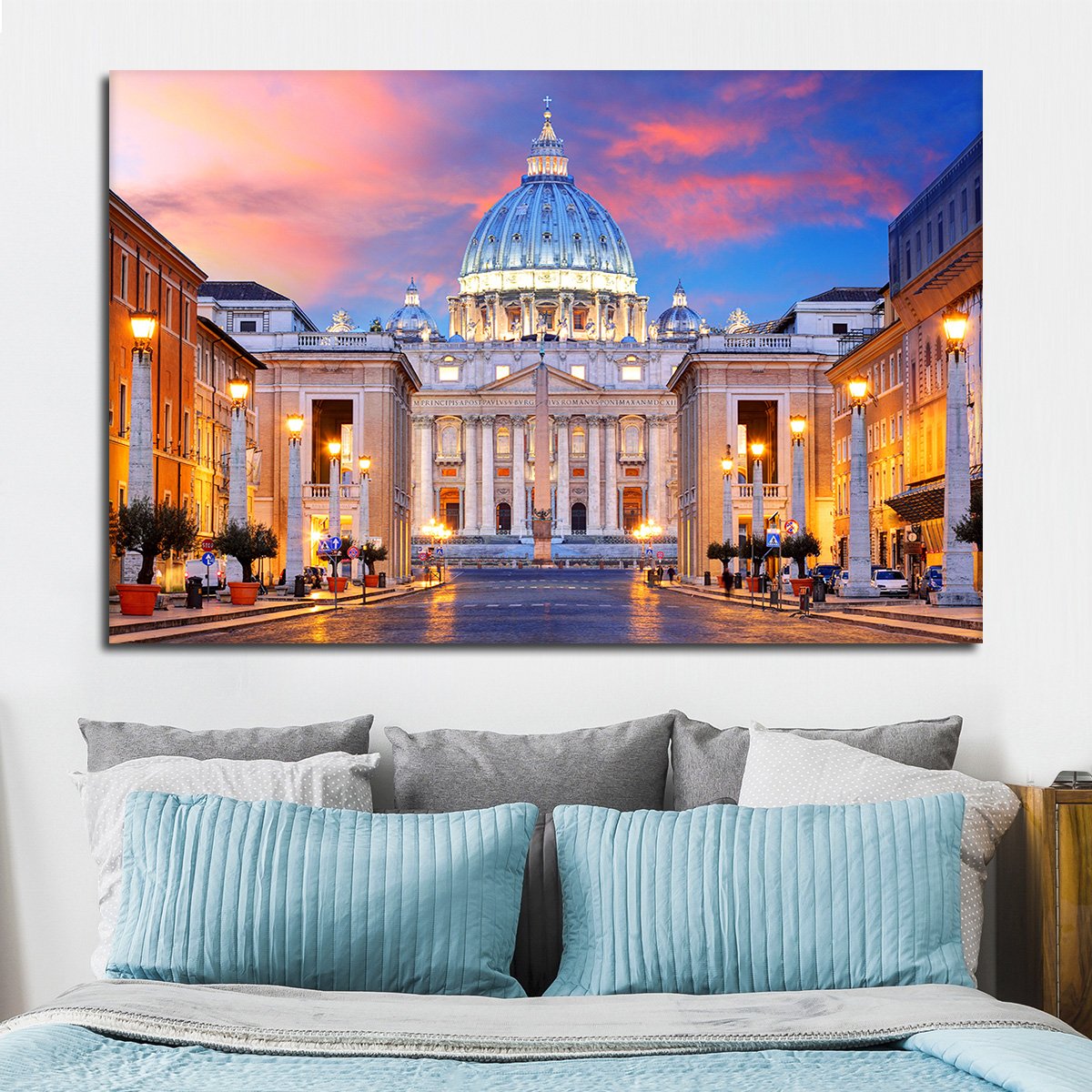 Sunset Over Vatican City Multi Panel Canvas Wall Art