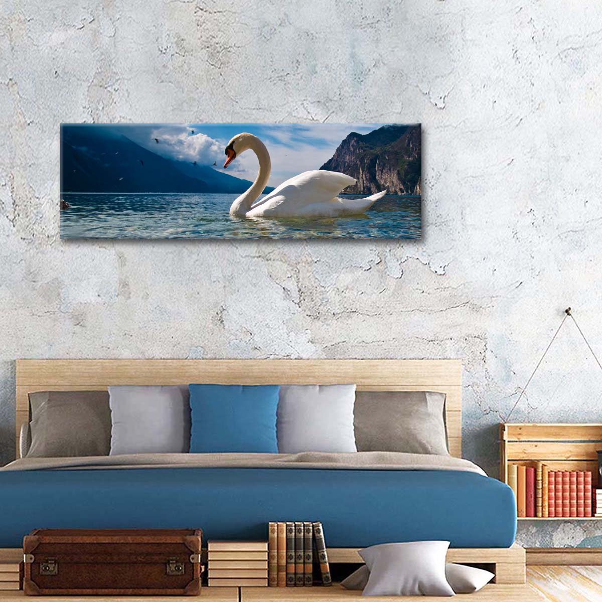 Swan at the Lake Multi Panel Canvas Wall Art