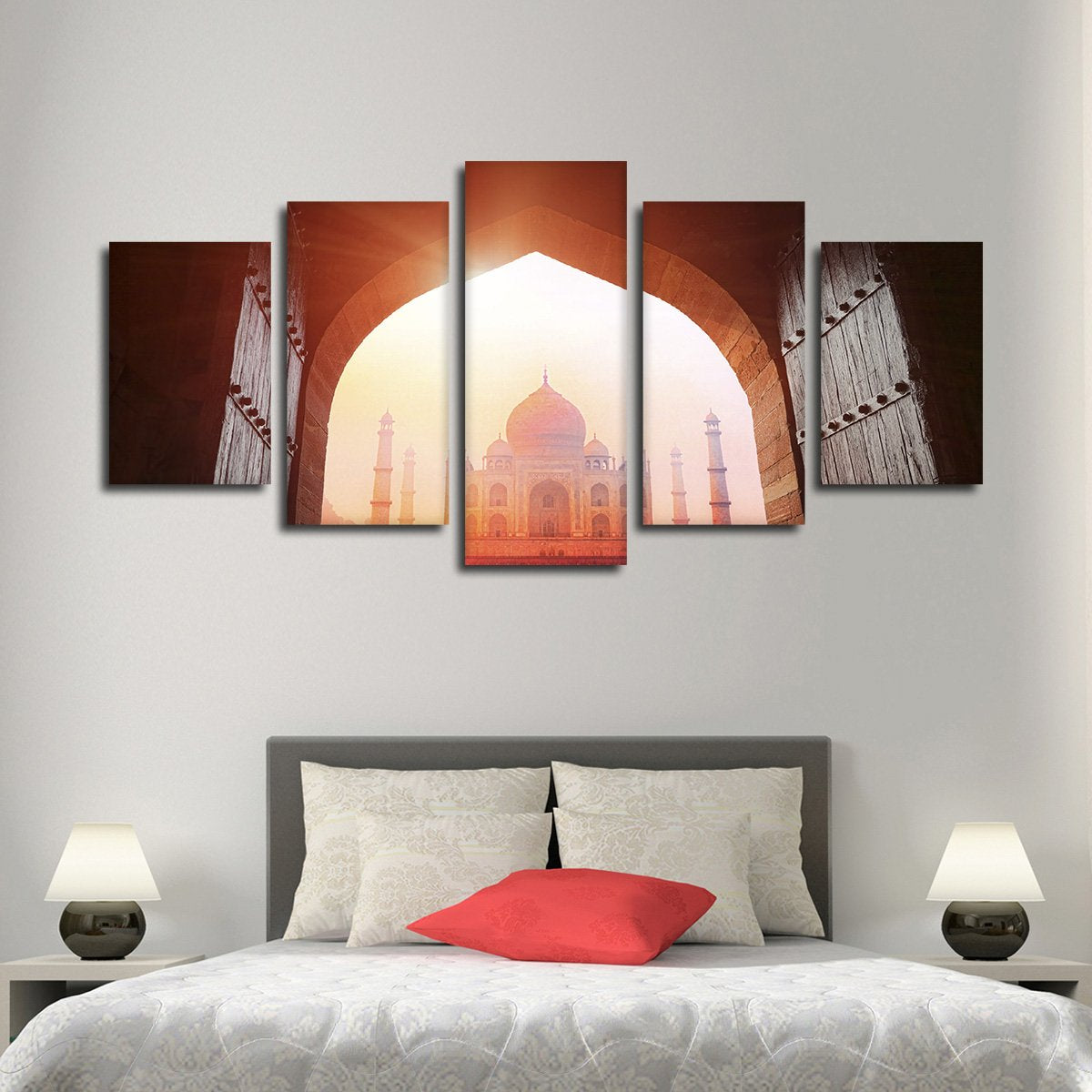 Taj Mahal In The Sunlight Multi Panel Canvas Wall Art
