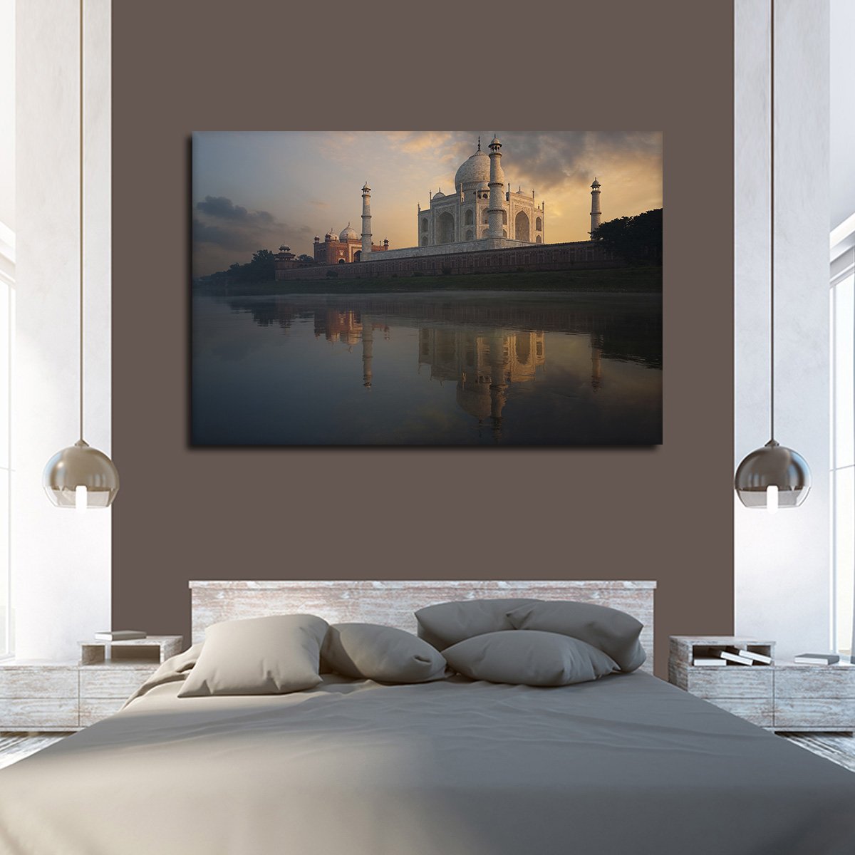 Taj Mahal Side View Multi Panel Canvas Wall Art