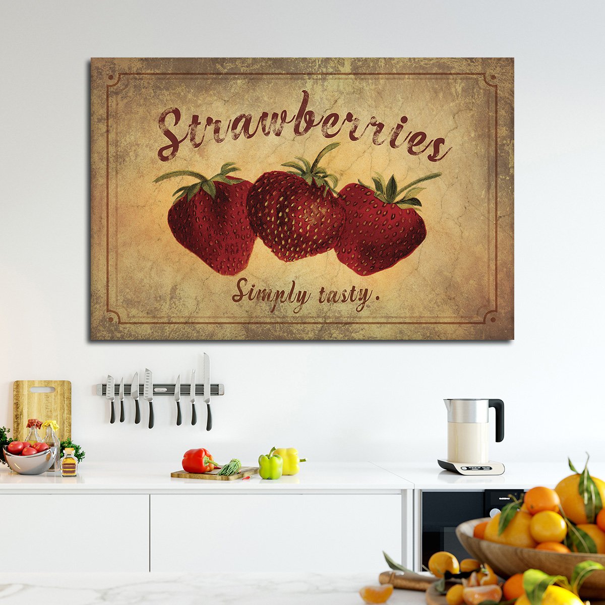 Tasty Strawberries Multi Panel Canvas Wall Art