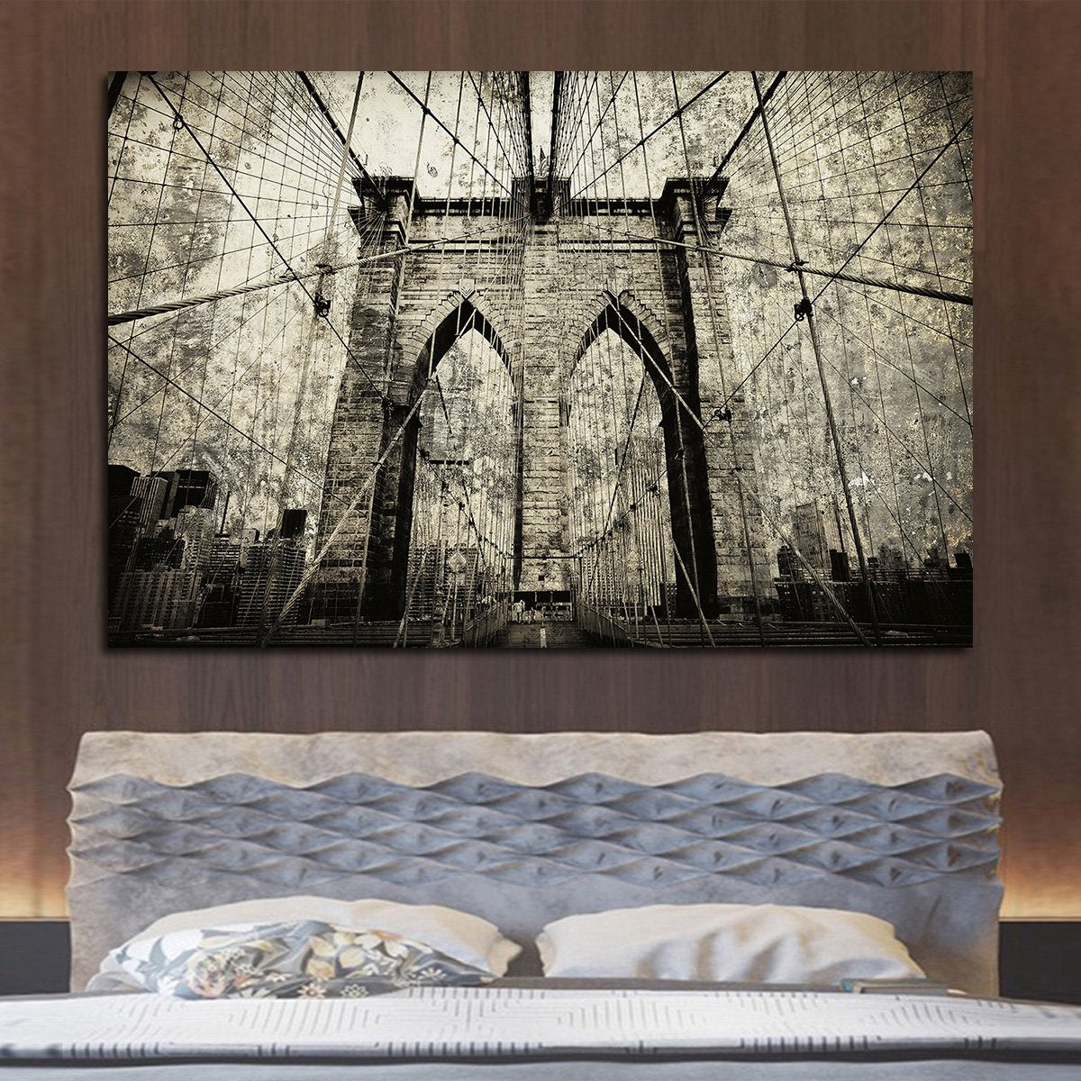 Textured Brooklyn Bridge Multi Panel Canvas Wall Art