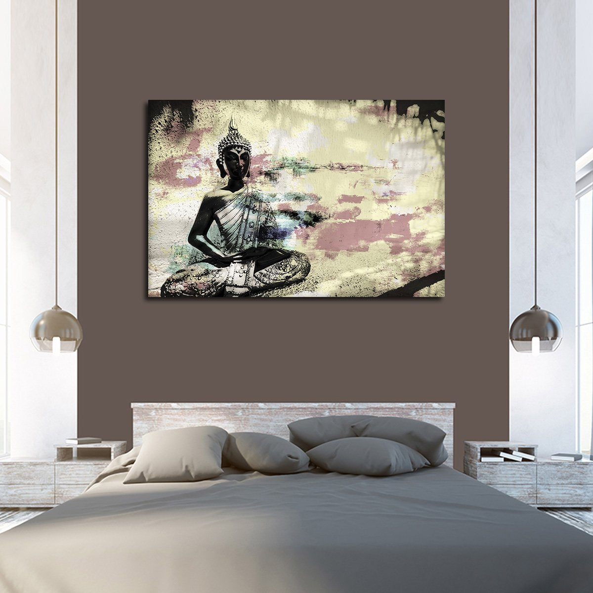 Textured Cinereal Buddha Multi Panel Canvas Wall Art