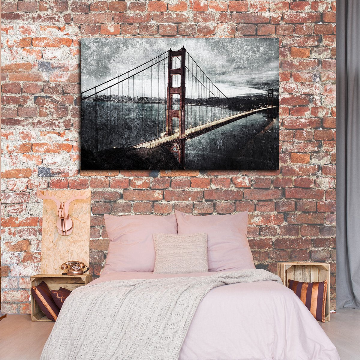 Textured Golden Gate Bridge Multi Panel Canvas Wall Art