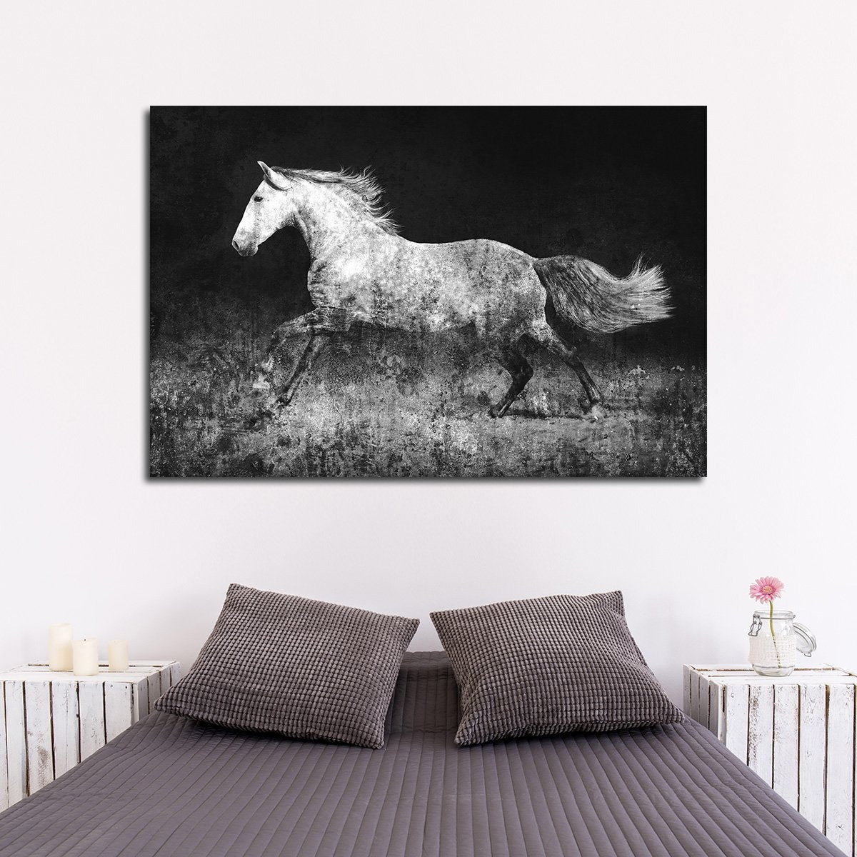 Textured Gray Stallion Multi Panel Canvas Wall Art
