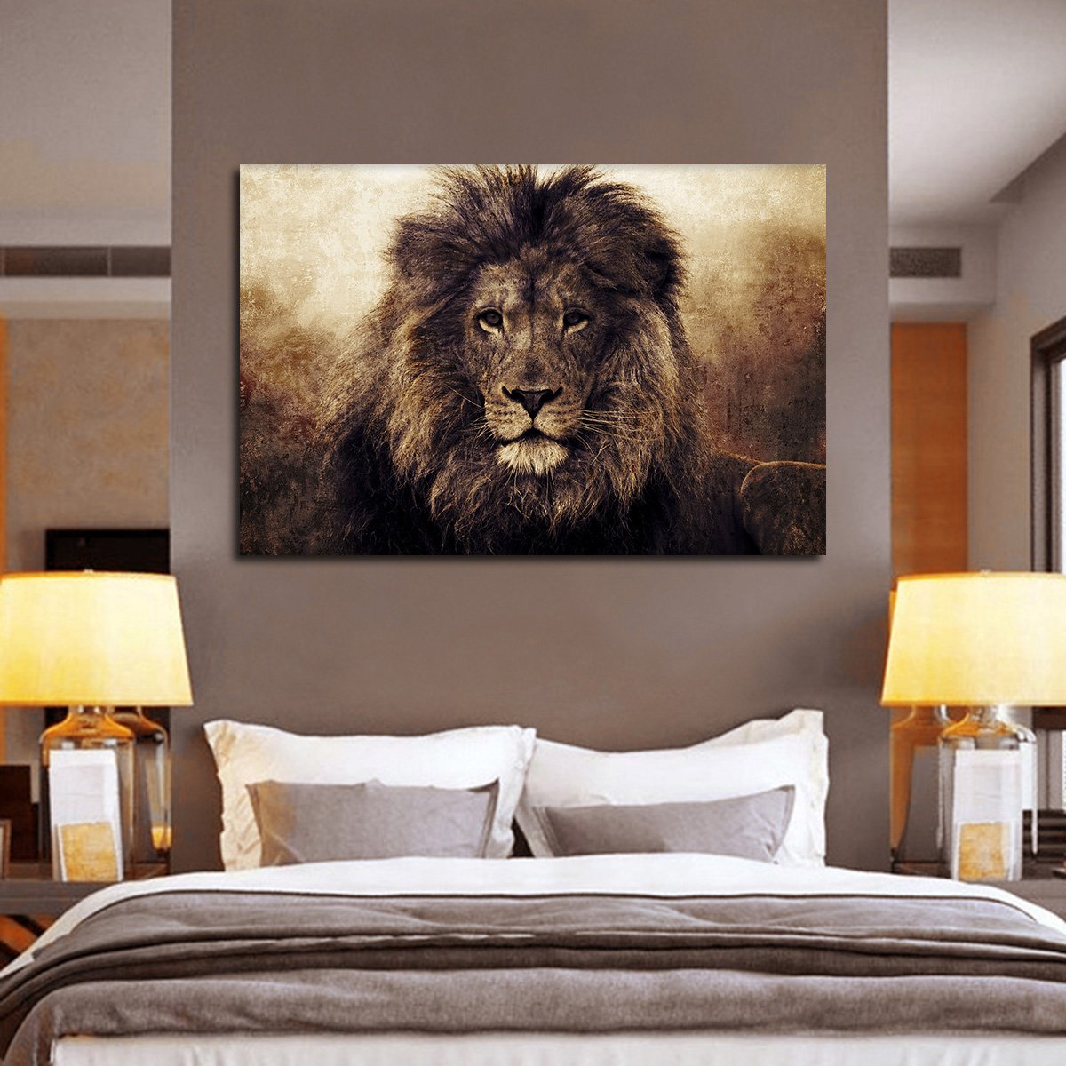 Textured Lions Fame Multi Panel Canvas Wall Art