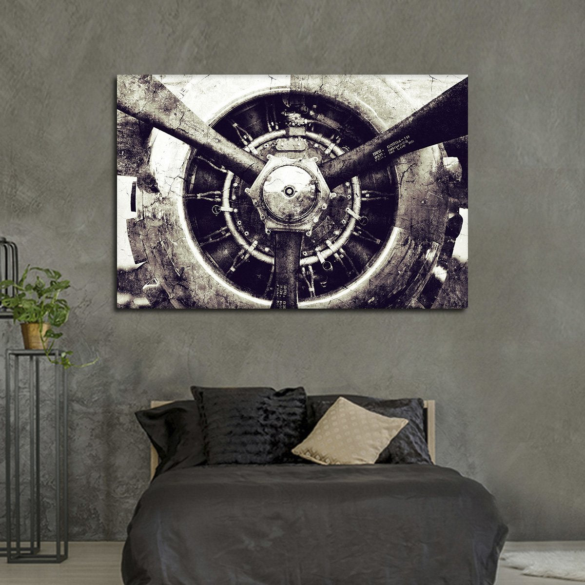 Textured Retro Engine Multi Panel Canvas Wall Art
