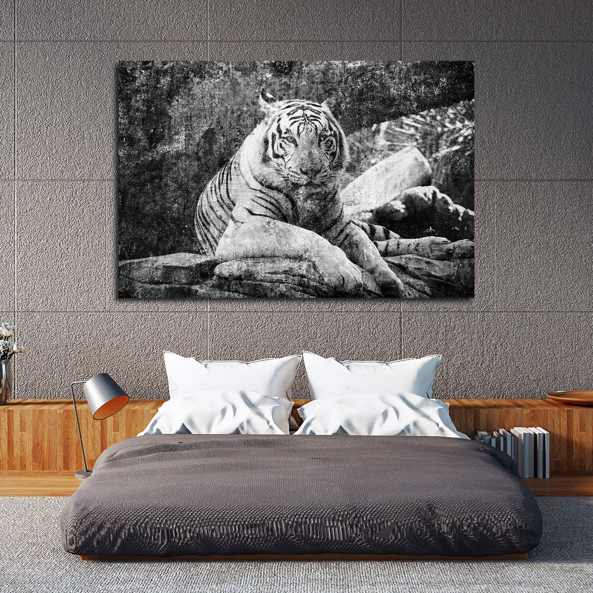 Textured White Tiger Multi Panel Canvas Wall Art