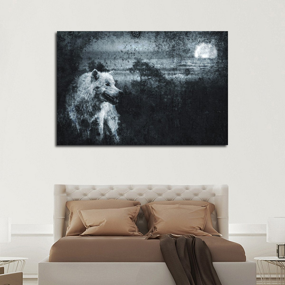 Textured Wolves Night Multi Panel Canvas Wall Art