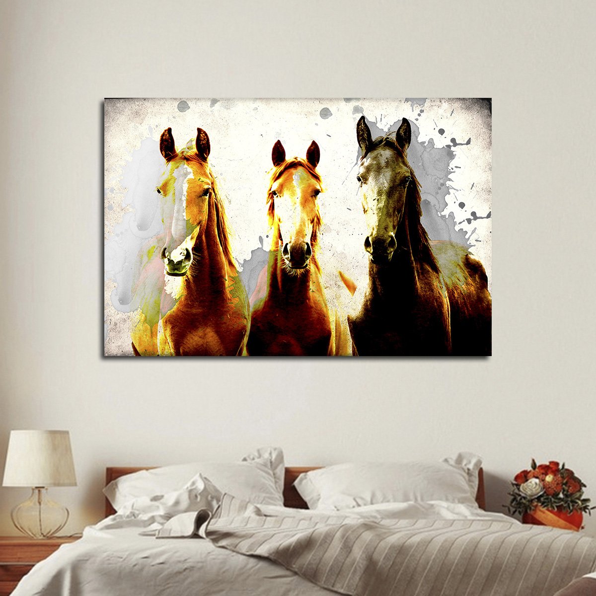 Textured Young Horses Multi Panel Canvas Wall Art