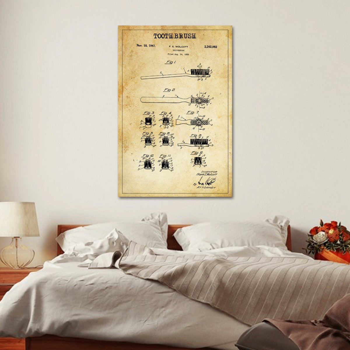 Toothbrush Patent Canvas Wall Art
