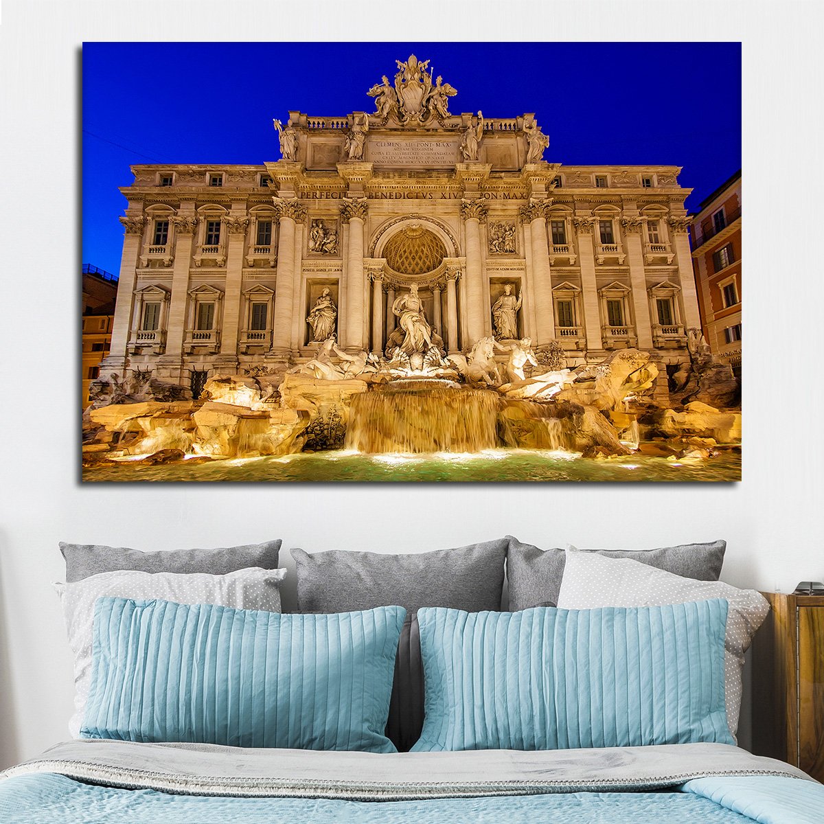Trevi Fountain At Dawn Multi Panel Canvas Wall Art