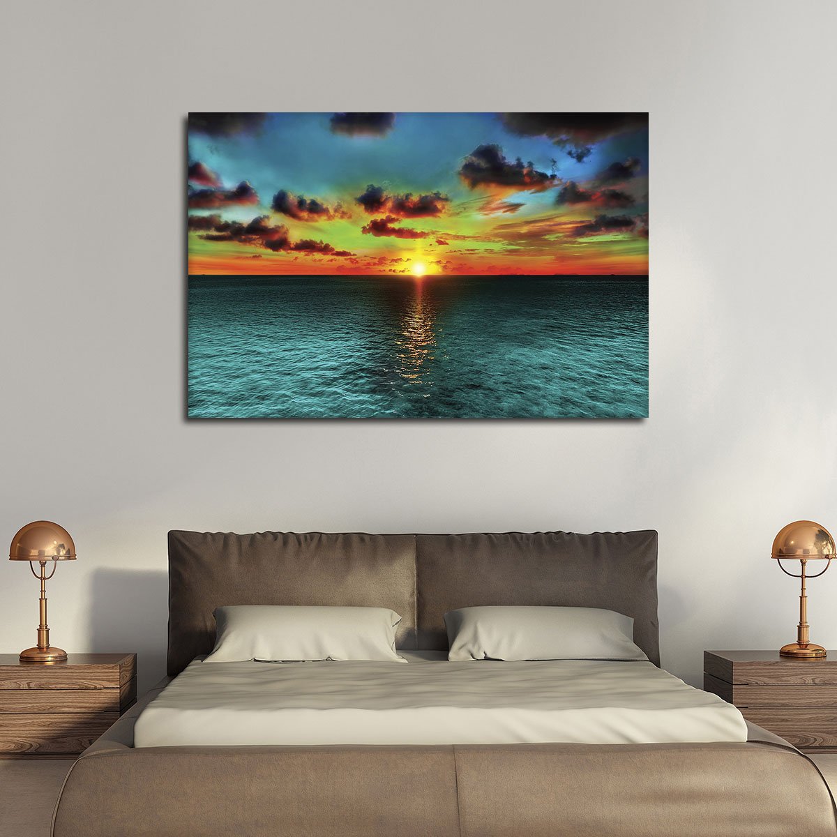 Turquoise Sunset Multi Panel Canvas Wall Art